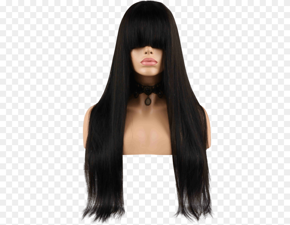 Buy Moschino Fringe Lace Wig, Woman, Adult, Black Hair, Female Free Transparent Png