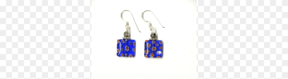 Buy Murano Glass Earrings Dark Blue Cube Shaped Flower Pattern, Accessories, Earring, Jewelry, Gemstone Free Png Download
