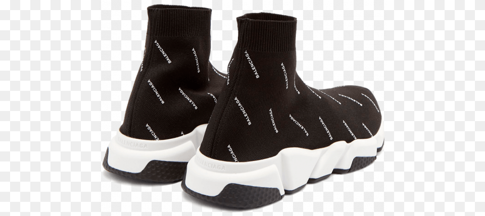 Buy New Balenciaga Speed Trainers Mid Black White Round Toe, Clothing, Footwear, Shoe, Sneaker Png Image