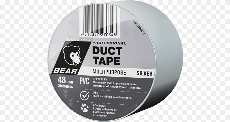 Buy Norton 512 Pvc Silver Duct Tape 48mm 30m Label, Disk, Dvd Free Png Download