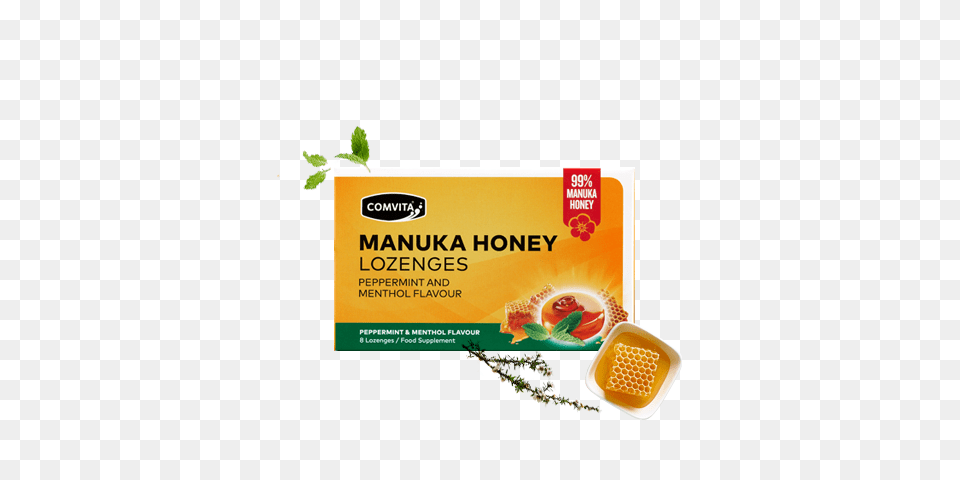 Buy Peppermint Menthol Manuka Honey Lozenges Comvita Nz, Advertisement, Plant, Herbal, Herbs Free Png