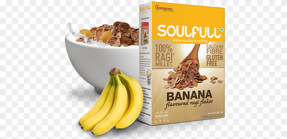 Buy Soulfull Ragi Flakes Bannana Flavoured Online At Soulfull Banana Flavoured Ragi Flakes, Food, Fruit, Plant, Produce Png Image