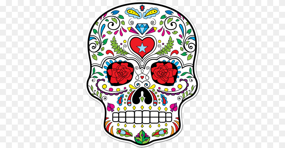 Buy Sugar Skull Heart Diamond Star Roses Printed Sticker Banditas From Marseille Logo, Art, Doodle, Drawing, Graphics Free Png Download
