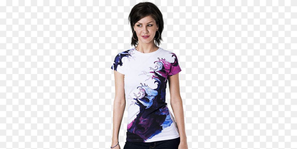 Buy This Watercolor Waves T Shirt At Design By Humans Shirt, Clothing, T-shirt, Adult, Female Free Png Download