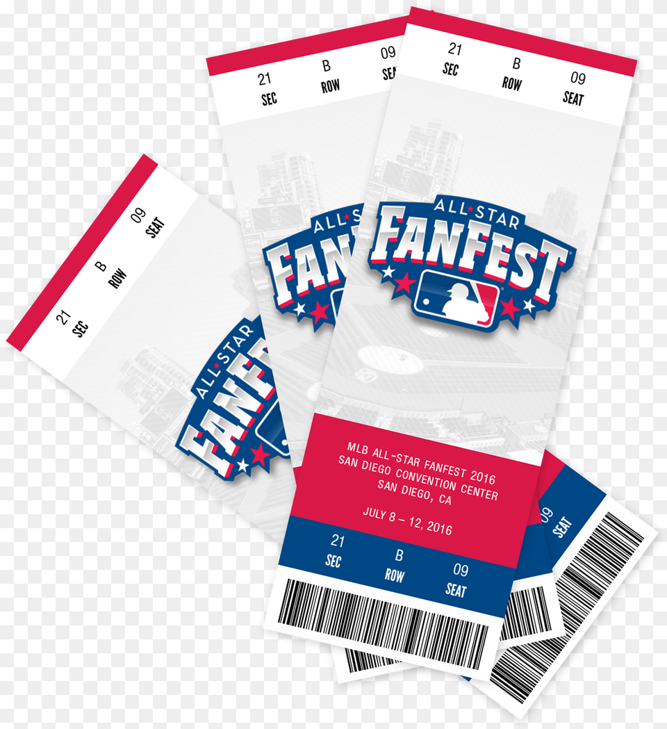 Buy Tickets For The 2016 Mlb All Star Fanfest Mlb All Star Tickets, Paper, Text, Business Card, Ticket Png Image