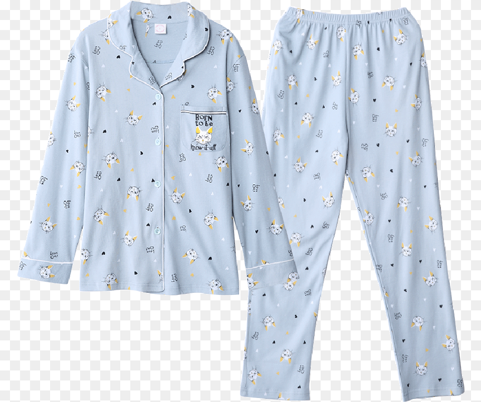 Buy Women39s Pajama Set Sweet Cat Cartoon Pattern Turn Polka Dot, Clothing, Pajamas, Shirt Png Image