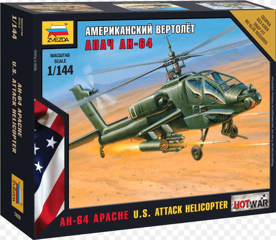 Buy Zvezda 7408 Ah 64 Apache Us Attack Helicopter Model Zvezda Ah, Aircraft, Transportation, Vehicle Free Transparent Png