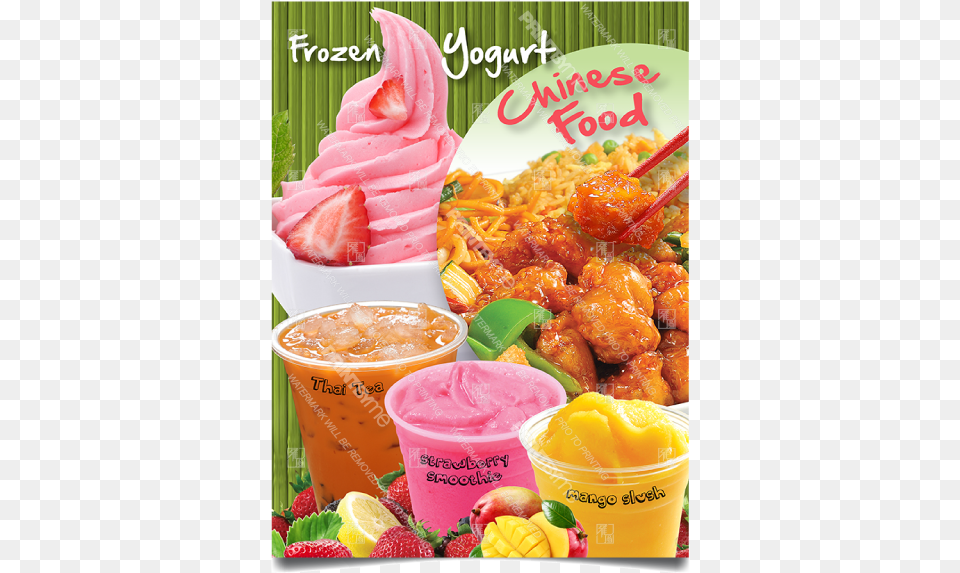 Bv 141 Yogurt Smoothie Chinese Food Poster Ice Cream, Dessert, Ice Cream, Citrus Fruit, Fruit Free Png Download