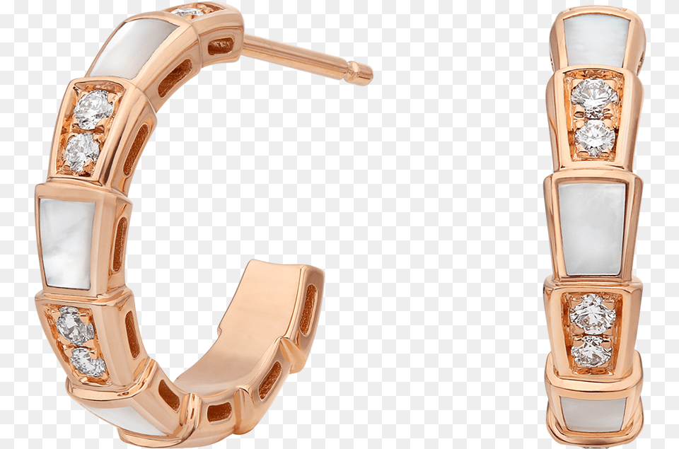 Bvlgari Rose Gold Serpenti Earrings, Accessories, Diamond, Earring, Gemstone Png Image