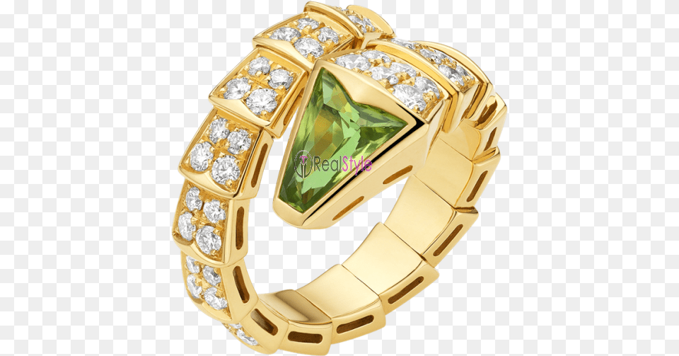 Bvlgari Serpenti Ring Yellow Gold With Peridot Head, Accessories, Jewelry, Diamond, Gemstone Png