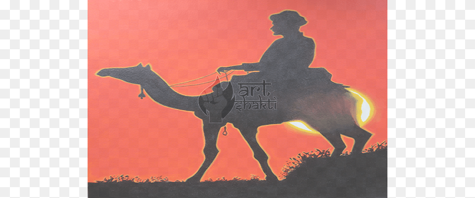 Bw Camel Rider Rajasthan India Arabian Camel, Silhouette, Animal, Mammal Free Png