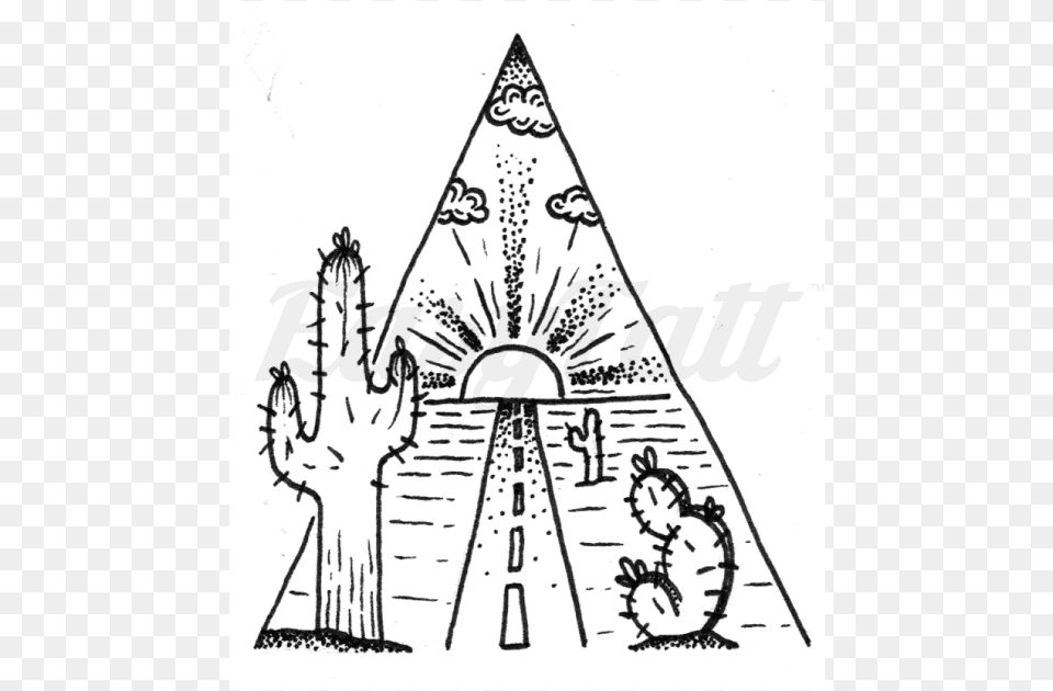 By Jill Islay Fake Tattoo Cactus Highway Cactus Flash Tattoo Drawing, Outdoors Free Transparent Png