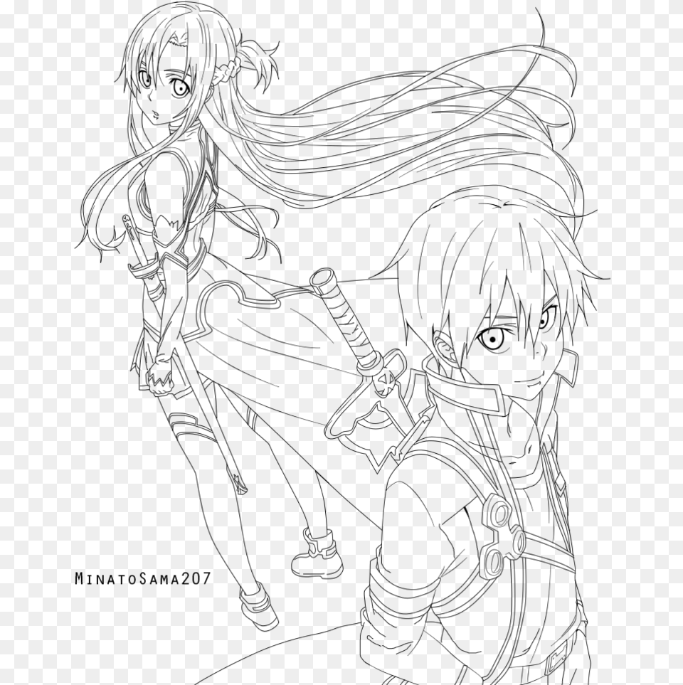 By Minatosama Sword Art Online Lineart, Gray Png Image