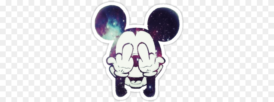 By Pirruswag Mickey Mouse With Middle Finger, Sticker, Purple, Baby, Person Free Png Download