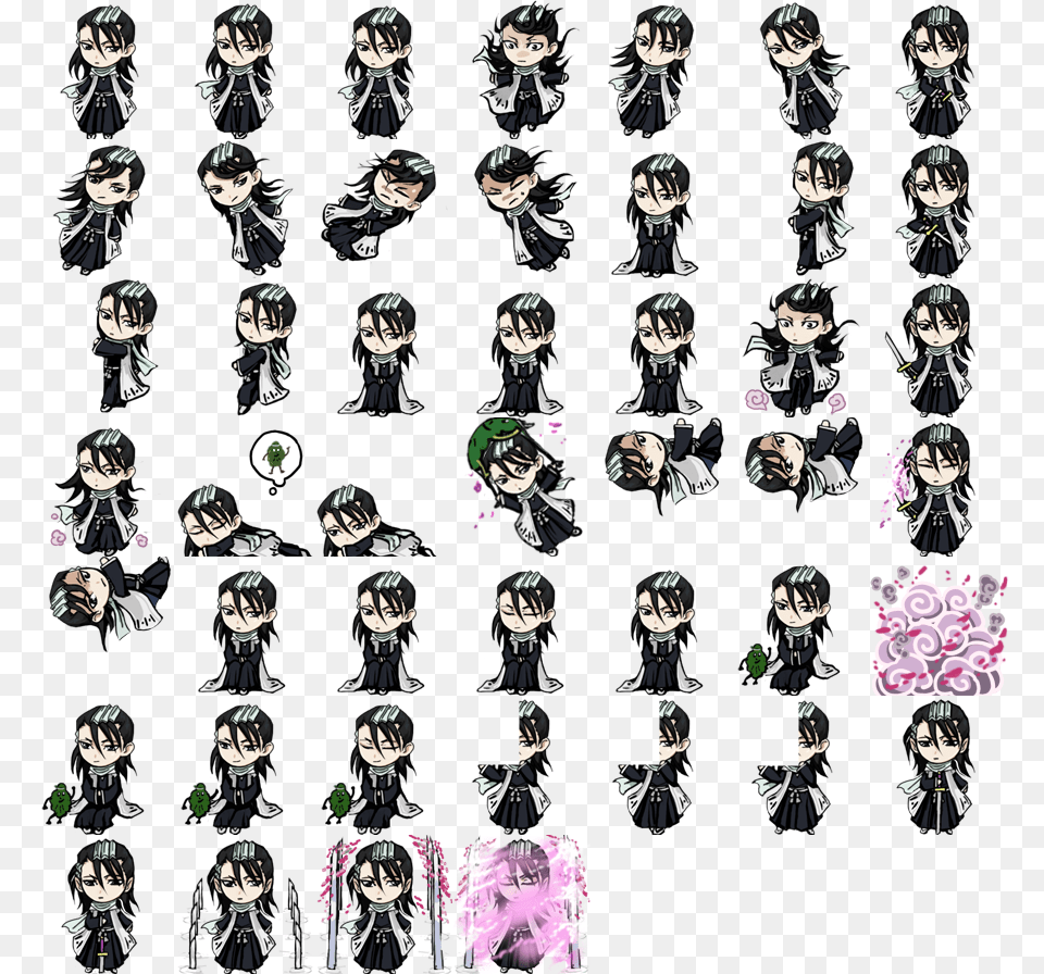 Byakuya Kuchiki Sprite, Art, Collage, Person, Baby Free Png Download