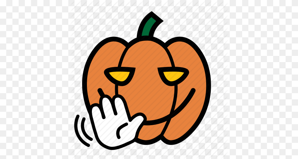 Bye Emoji Halloween Hi Jack O Lantern Pumpkin Wave Icon, Food, Plant, Produce, Vegetable Free Transparent Png