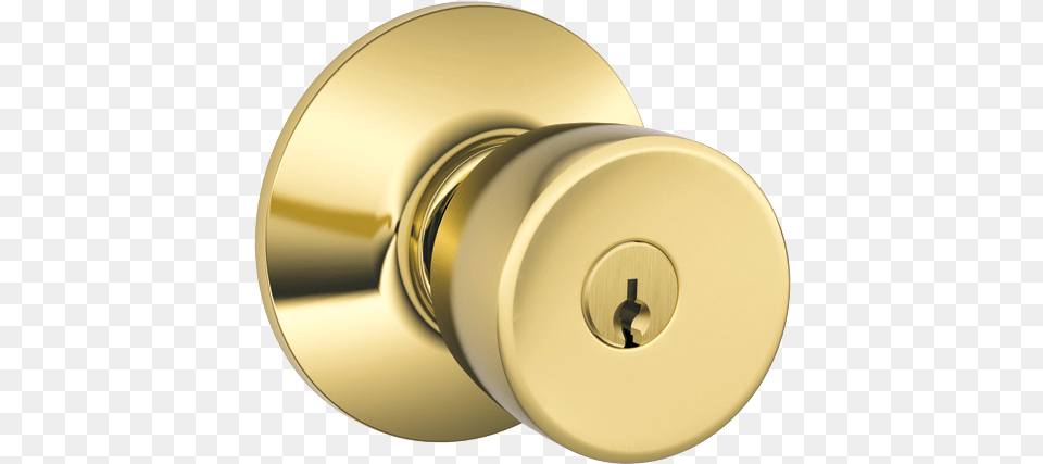 Byron Bright Brass Keyed Entry Door Knob Schlage F51a Series Keyed Bell Door Knob, Bronze, Disk Free Transparent Png