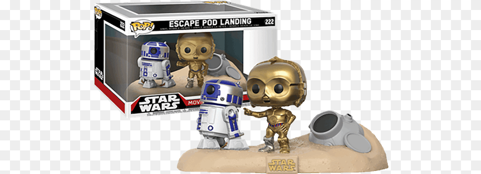 C 3po And R2 D2 Escape Pod Landing 2 Pack Pop Vinyl Movie Moments Funko Pop, Robot, Baby, Person Png Image