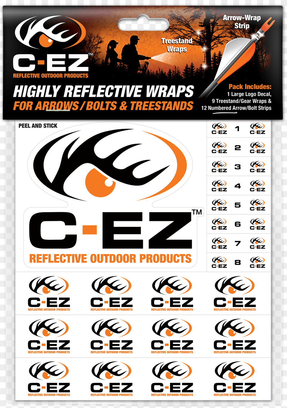 C Ez Orange Numbered Highly Reflective Arrow Amp Treestand C Ez Reflective Outdoor Products Reflective Arrow Wraps, Advertisement, Poster, Adult, Male Free Png Download
