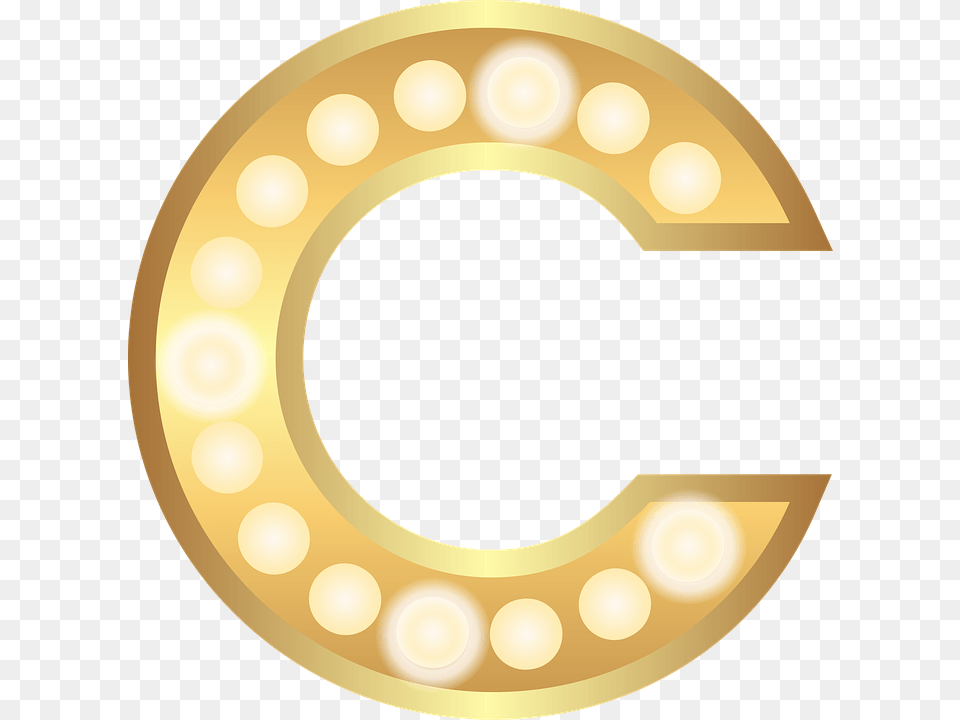 C Glamour Gold Lights Theater Letter Alphabet, Disk Free Png