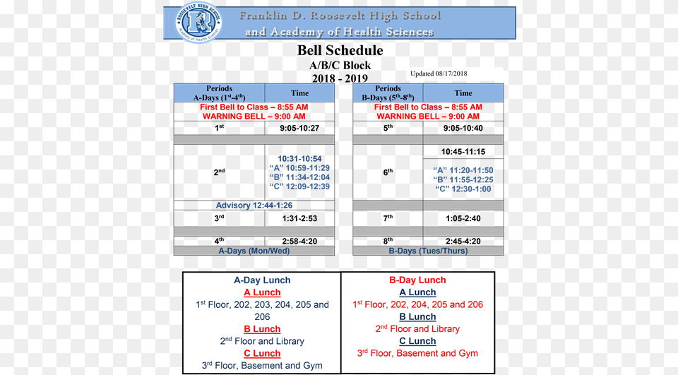C Schedule Geneva High School Bell Schedule, File, Text, Webpage Png