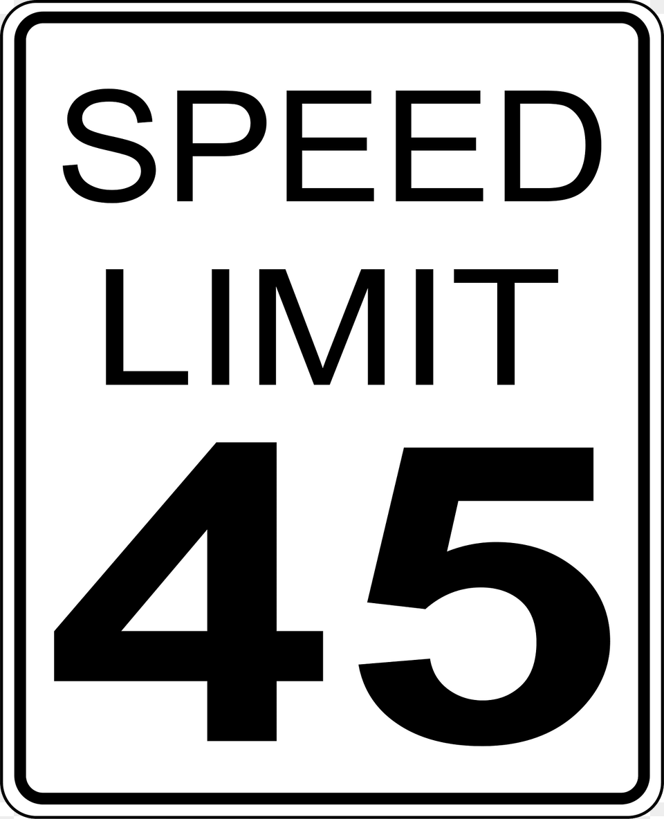 Ca Speed Limit 45 Roadsign Clipart, Sign, Symbol, Road Sign Free Transparent Png