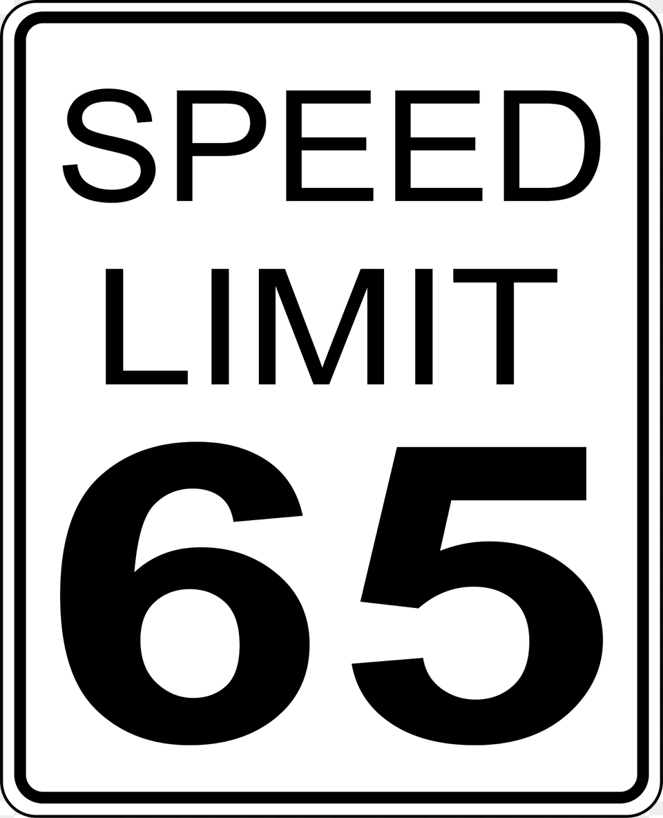 Ca Speed Limit 65 Roadsign Clipart, Sign, Symbol, Road Sign Png