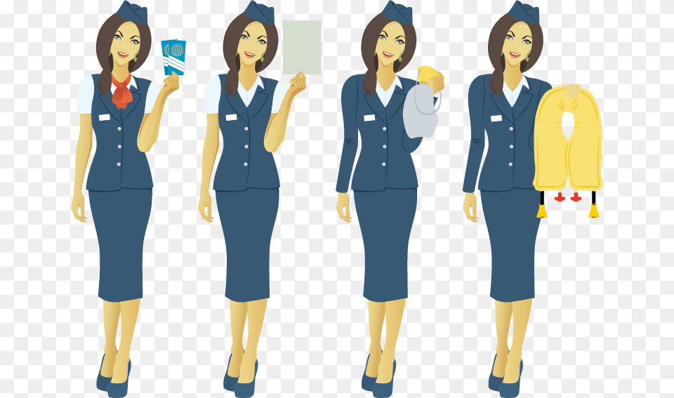 Cabin Crew Safety Cartoon, Adult, Person, Woman, Female Free Png