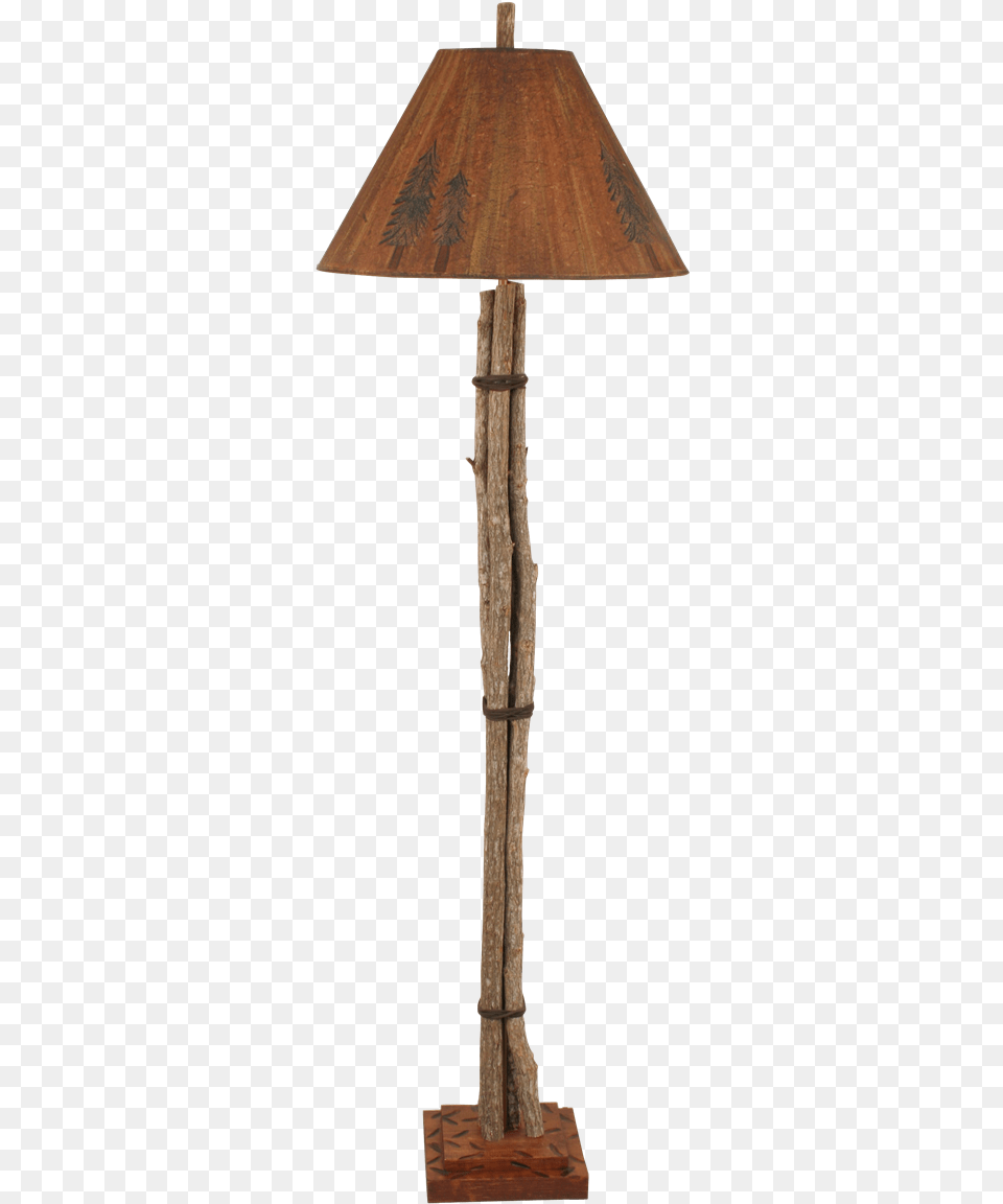 Cabin Light Floor Lamp Twig And Leather W Pine Tree Light Fixture, Table Lamp, Lampshade Png
