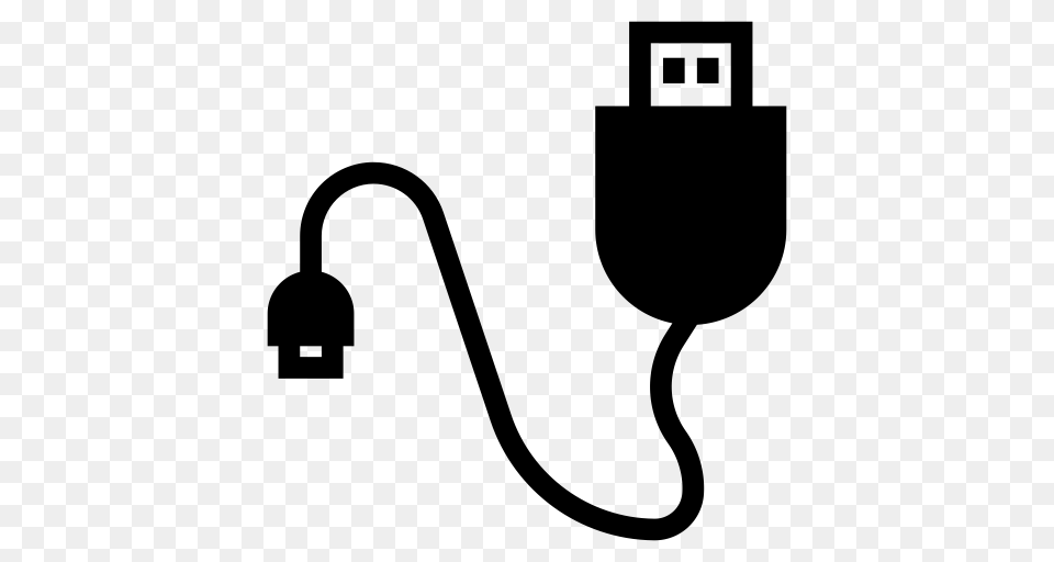 Cable Computercable Data Datacable Transfer Usb Wire Icon, Gray Png Image