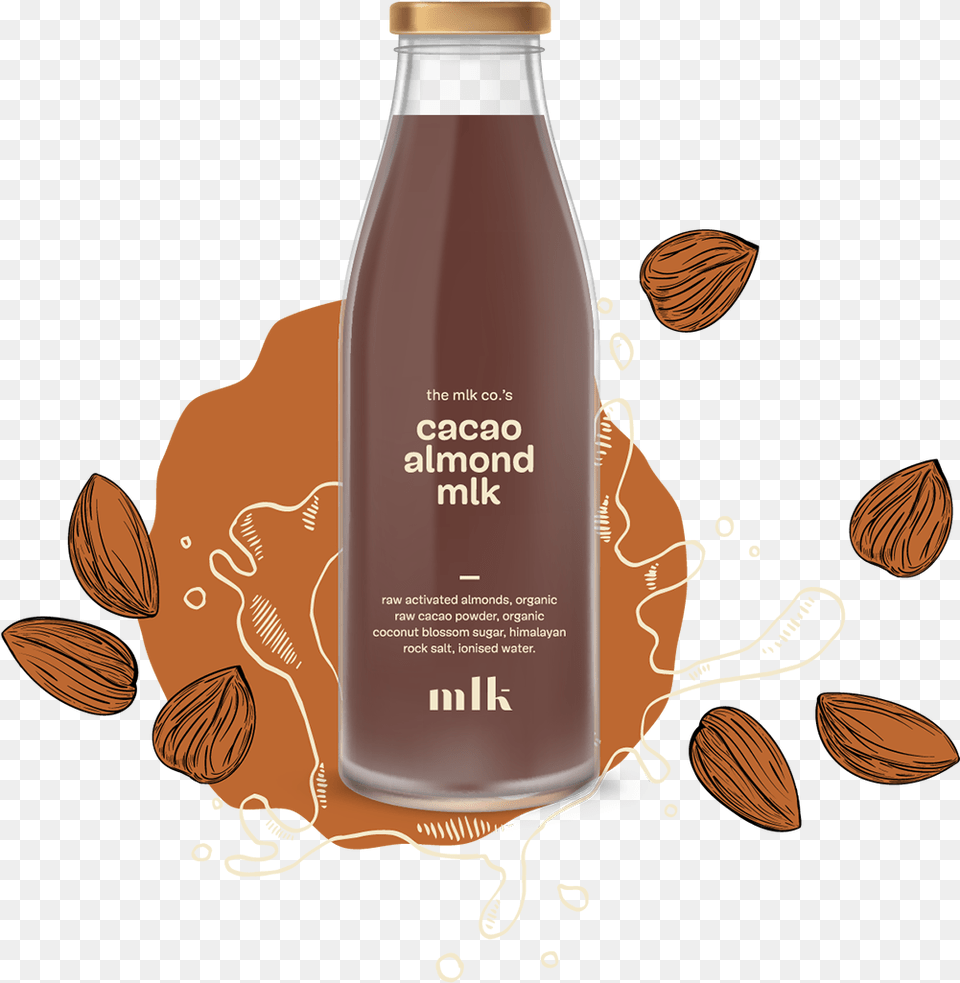 Cacao Almond Mlk Glass Bottle, Food, Grain, Produce, Seed Free Png Download