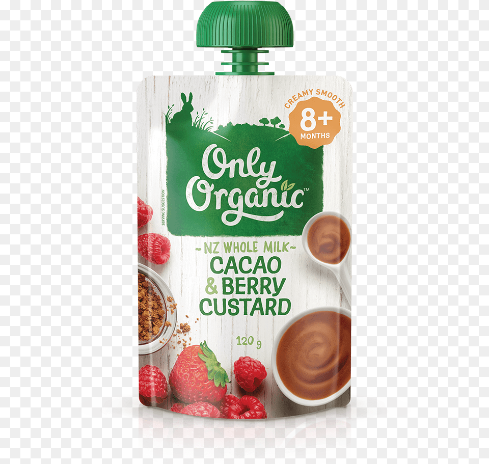Cacao Amp Berry Custard Only Organic Baby Food Pouches, Produce, Plant, Fruit, Raspberry Png