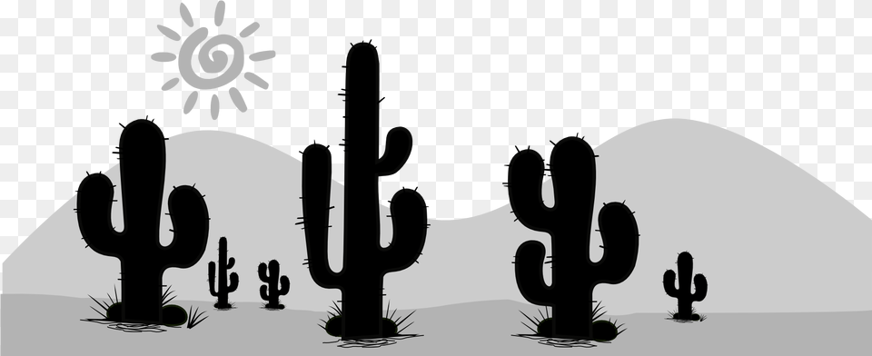 Cactaceae Silhouette Desert Clip Art Cactus Preto E Branco, Plant Png Image