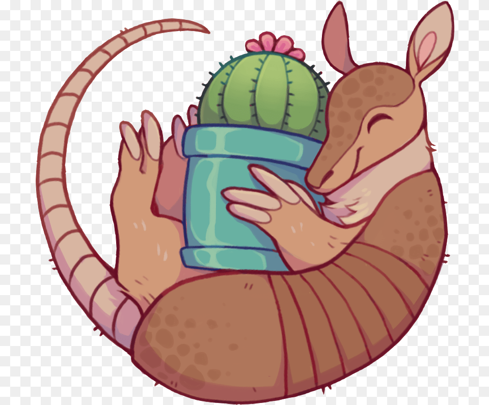Cactus Armadillo Sticker Cartoon, Animal, Mammal, Wildlife Free Transparent Png