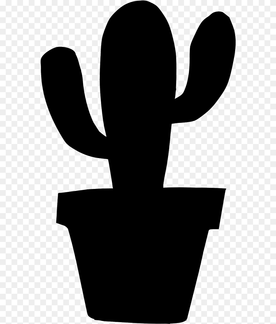 Cactus Black And White Silhouette, Gray Png
