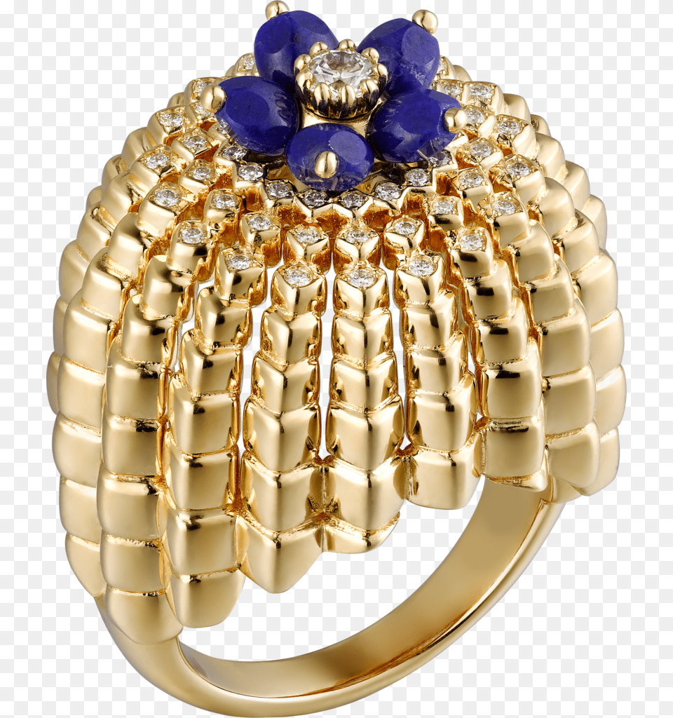 Cactus De Cartier Ringyellow Gold Lapis Lazuli Diamonds, Accessories, Gemstone, Jewelry Png Image