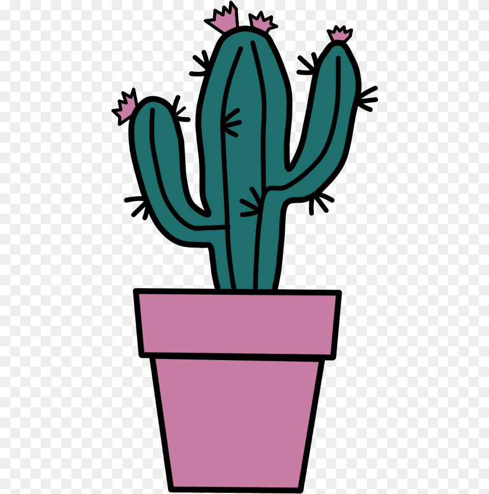 Cactus Draw Cute Pink Green Freetoedit Ftestickers Draw A Cactus Cute, Plant Png Image