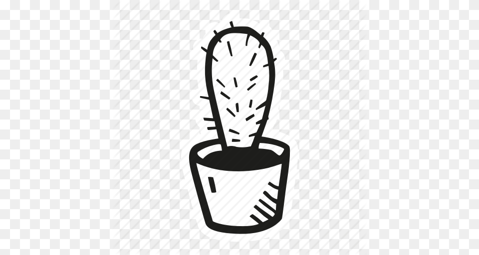 Cactus Floral Flower Plant Potted Icon, Brush, Device, Tool, Stencil Free Png Download