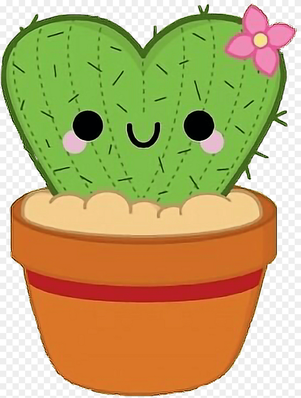 Cactus Flower Plant Kawaii Cute Tumblr Freetoedit Cute Cactus Clipart, Potted Plant Free Transparent Png