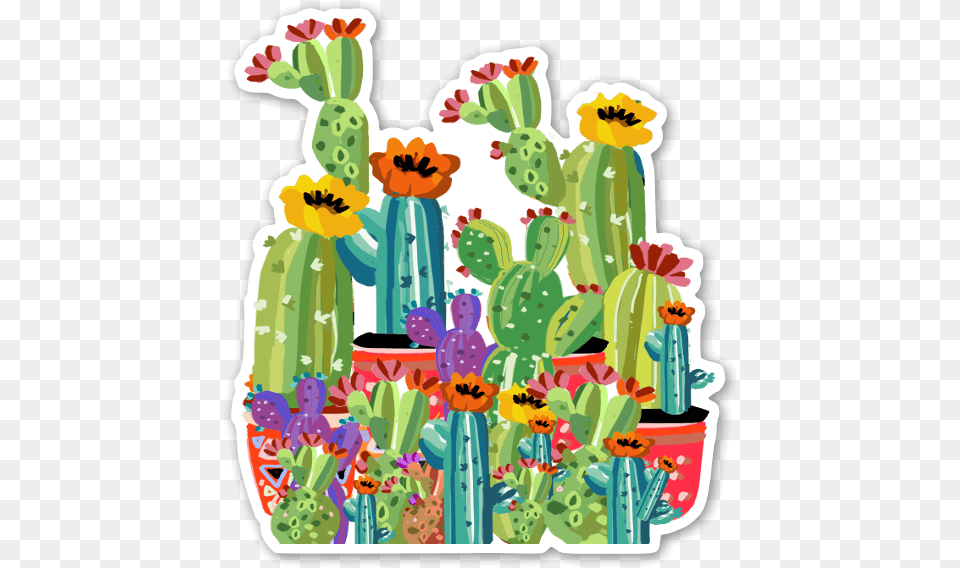Cactus Garden Sticker Cactus Garden Cartoon, Birthday Cake, Cake, Cream, Dessert Free Png