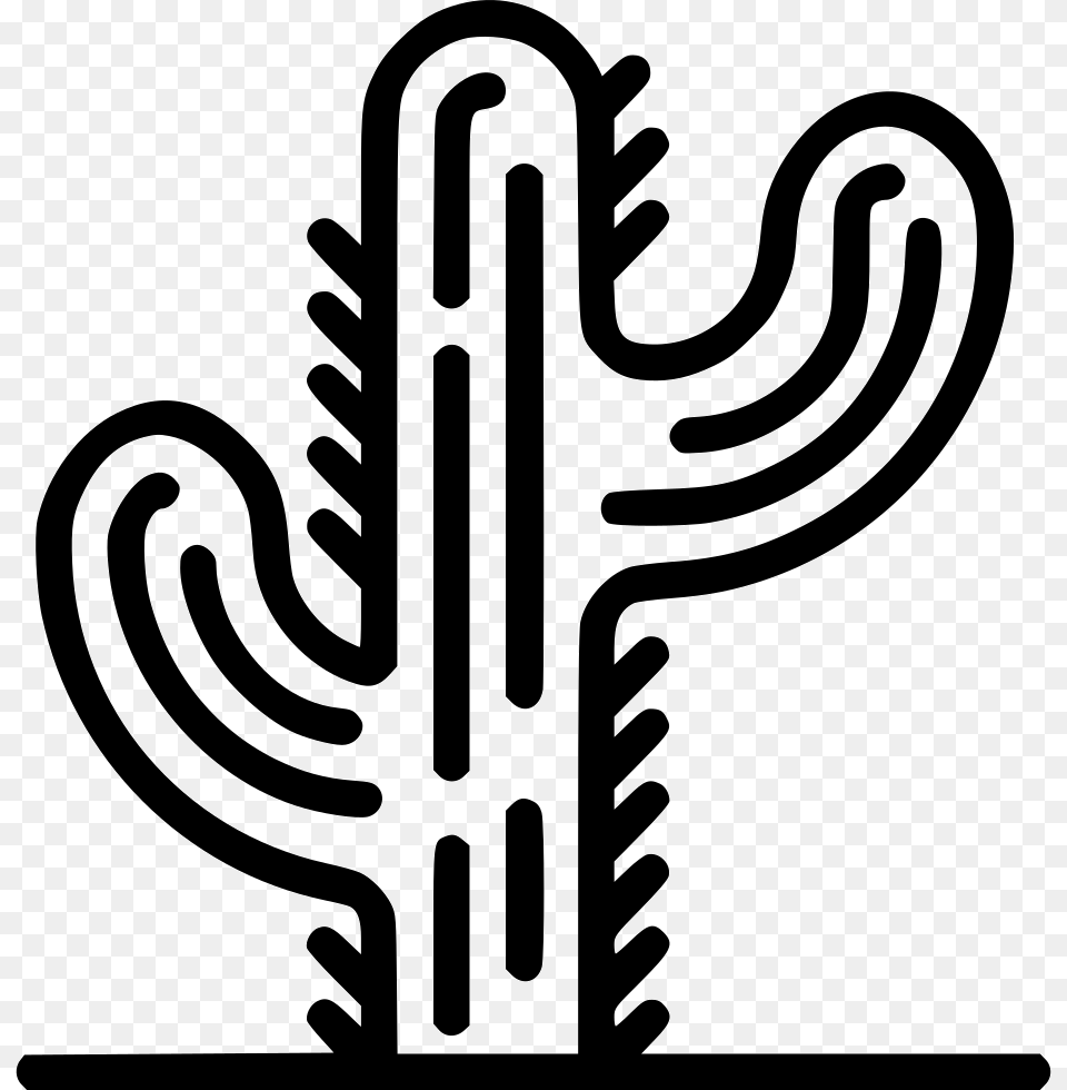 Cactus Icon Plant, Stencil, Cross, Symbol Free Png Download