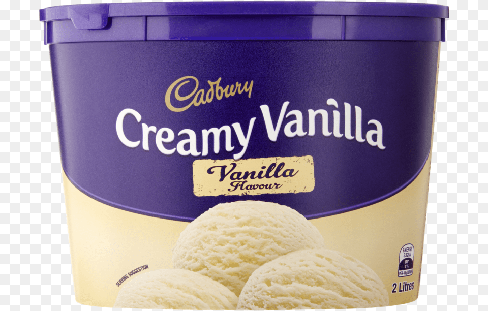Cadbury Creamy Vanilla Tub 2 Litre, Cream, Dessert, Food, Ice Cream Free Png