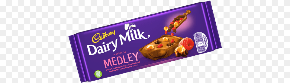 Cadbury Dairy Milk Medley Hazelnut And Raspberry Cadbury Dairy Milk Hazelnut Chocolate, Food, Sweets, Dessert, Pastry Free Png