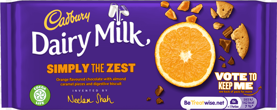 Cadbury Dairy Milk Simply The Zest 110g Cadbury Dairy Milk Inventor, Citrus Fruit, Food, Fruit, Orange Free Png Download