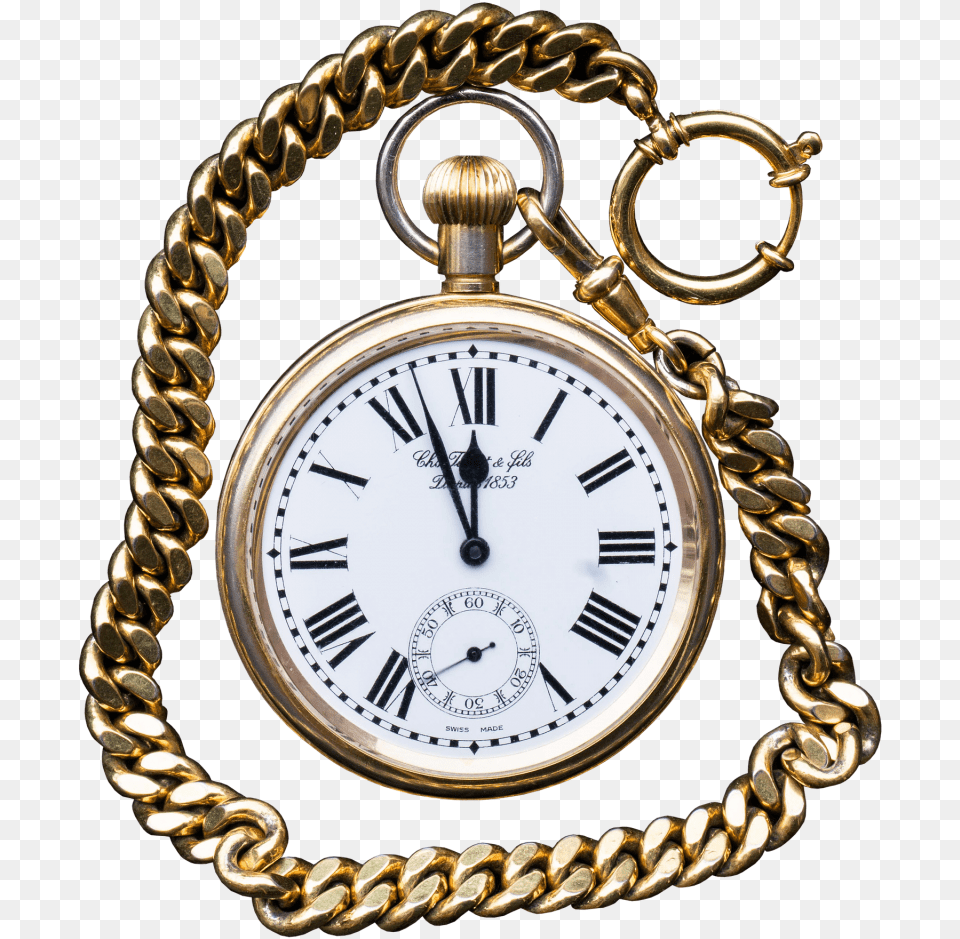 Cadena Cubana De Oro Con Reloj Poster Of Valuable Gold Pointer Clock Pocket Watch, Wristwatch, Arm, Body Part, Person Png Image