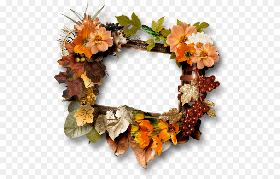 Cadre Automne Cluster Fall Autumn Frame Artificial Flower, Flower Arrangement, Plant, Wreath, Leaf Png Image