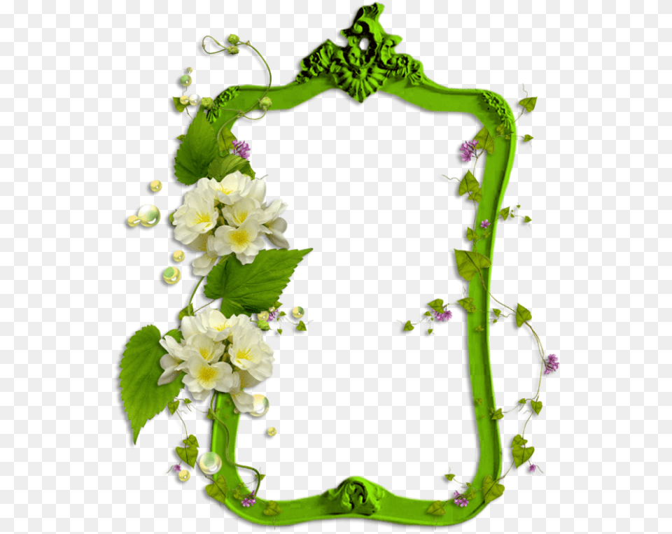 Cadre Avec Dcor Frame Creative Green Floral Border Design, Rose, Plant, Flower, Flower Arrangement Free Transparent Png