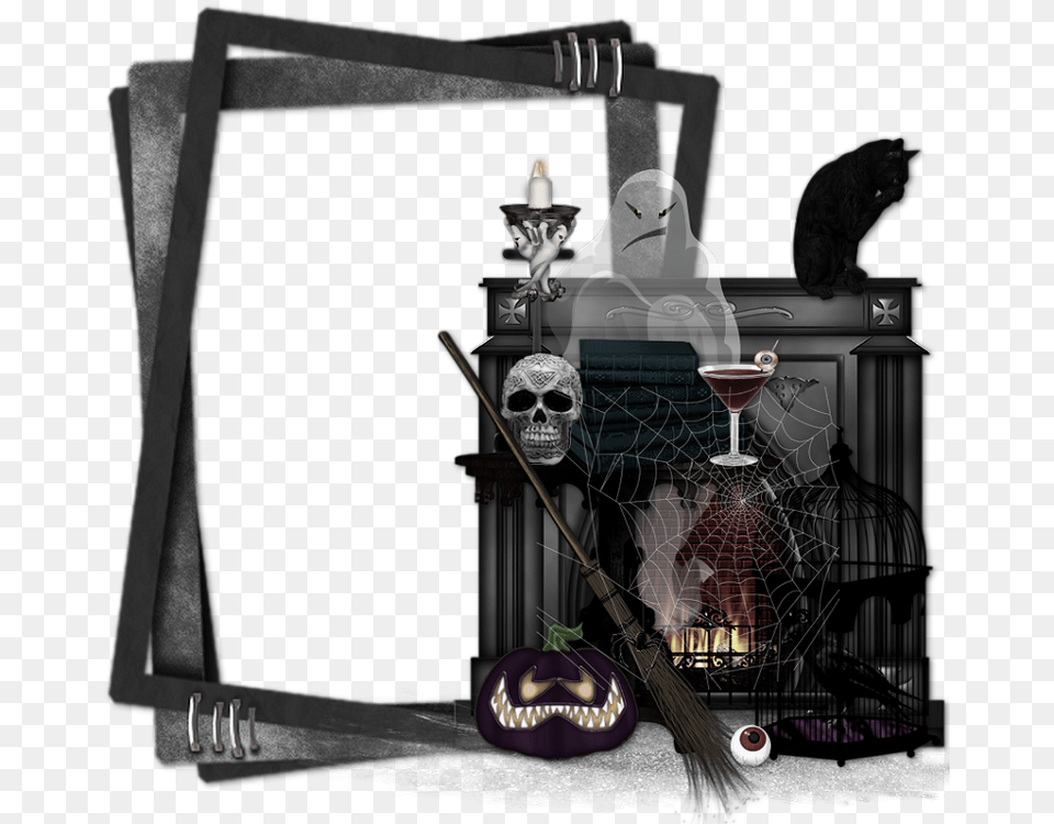 Cadre Gothique Picture Frame, Fireplace, Indoors, Animal, Cat Free Png Download