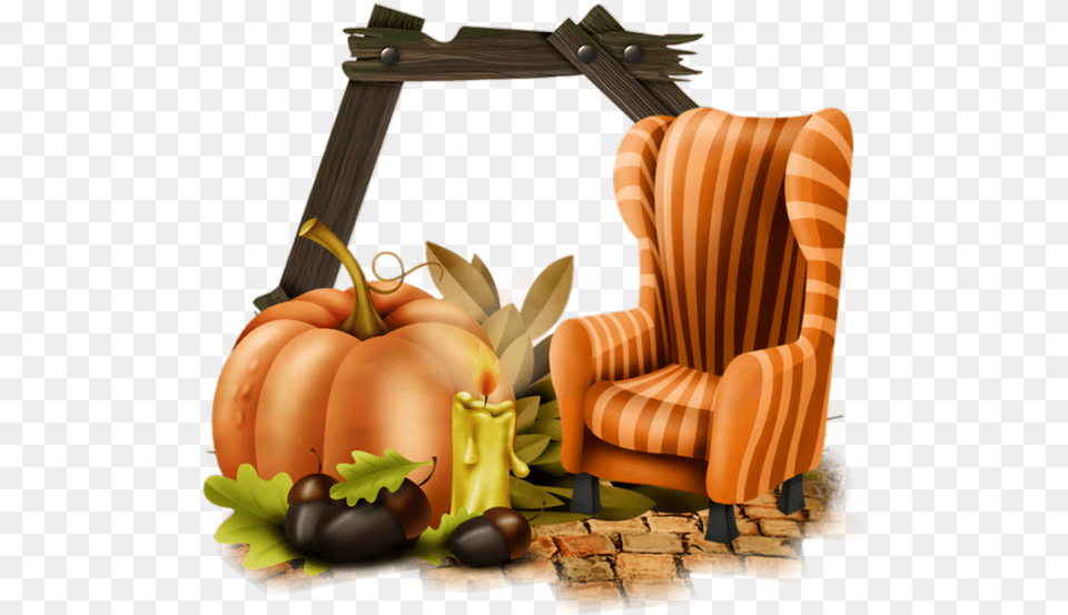 Cadre Halloween Automne Illustration, Furniture, Chair, Food, Plant Png Image