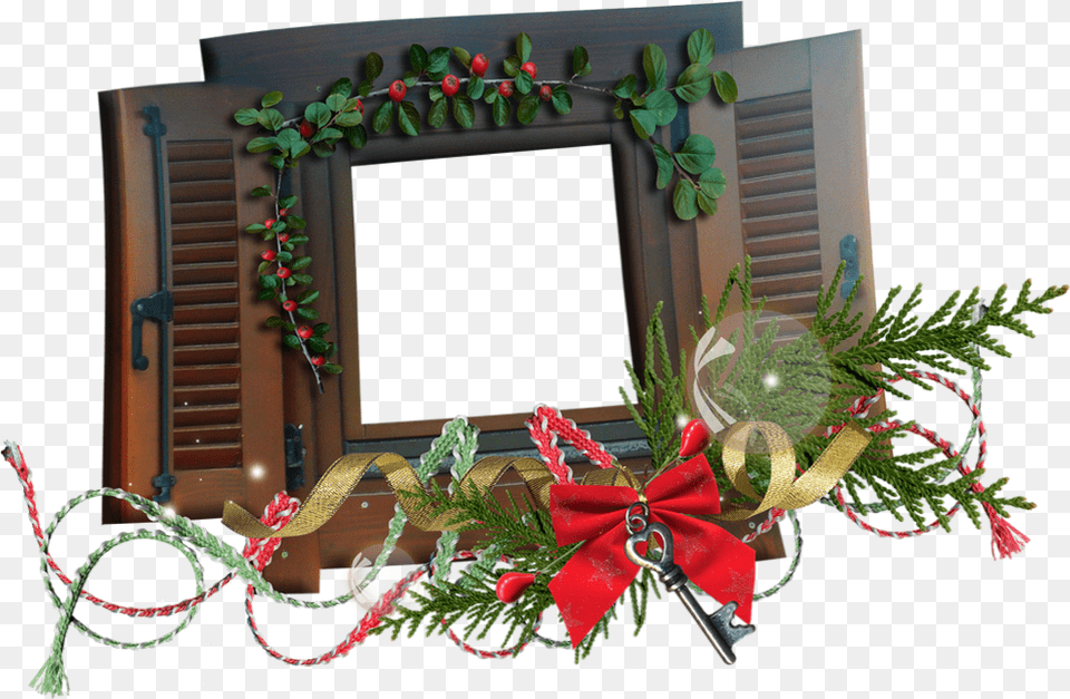 Cadre Nol Fentre Fentre Ouverte Noel, Wreath Free Png Download